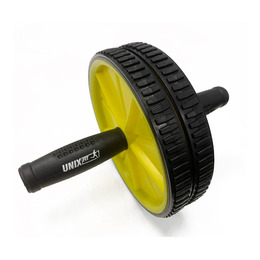 Ролик для пресса с ковриком под колени UNIX Fit D17,5 см, черно-желтый