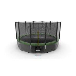 JUMP External 16ft (Green) + Lower net. Батут с внешней сеткой и лестницей, диаметр 16ft (зеленый) + нижняя сеть
