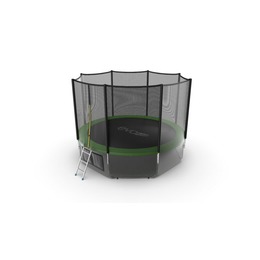 JUMP External 12ft (Green) + Lower net. Батут с внешней сеткой и лестницей, диаметр 12ft (зеленый) + нижняя сеть