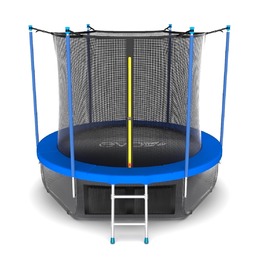 JUMP Internal 12ft (Sky). Батут с внутренней сеткой и лестницей, диаметр 12ft (синий) + нижняя сеть
