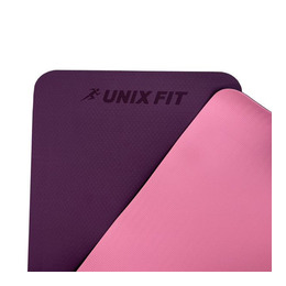 Коврик для йоги и фитнеса UNIX Fit двусторонний, 180 х 61 х 0,8 см, двуцветный, фиолетовый