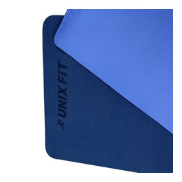 Коврик для йоги и фитнеса UNIX Fit двусторонний, 180 х 61 х 0,6 см, двуцветный, голубой