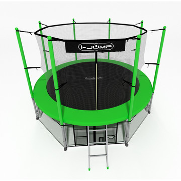 Батут i-JUMP Classic 16ft (4,88 м.) с нижней сетью и лестницей (green)