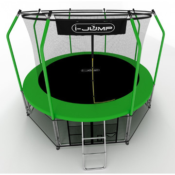 Батут i-JUMP Elegant 16ft (4,88 м) с нижней сетью и лестницей (green)
