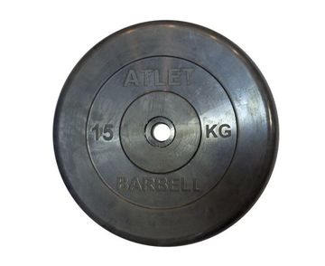 Диск обрезиненный BARBELL ATLET 15 кг / диаметр 26 мм