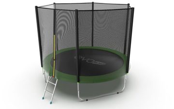 JUMP External 10ft (Green) Батут с внешней сеткой и лестницей, диаметр 10ft (зеленый)