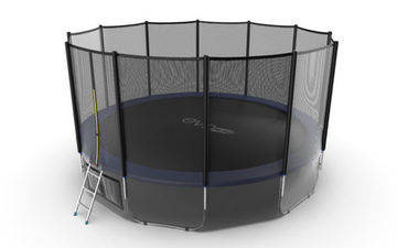 JUMP External 16ft (Blue) + Lower net. Батут с внешней сеткой и лестницей, диаметр 16ft (синий) + нижняя сеть