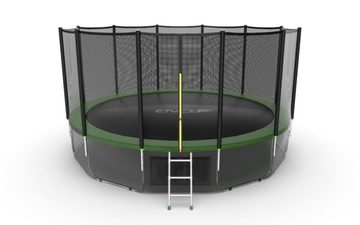 JUMP External 16ft (Green) + Lower net. Батут с внешней сеткой и лестницей, диаметр 16ft (зеленый) + нижняя сеть