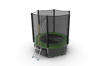 JUMP External 6ft (Green) + Lower net. Батут с внешней сеткой и лестницей, диаметр 6ft (зеленый) + нижняя сеть